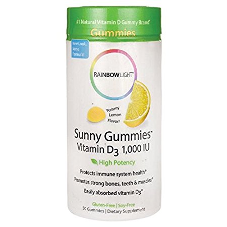 Rainbow Light Vitamin D 1,000 IU Sunny Gummies, Lemon, 50 ct