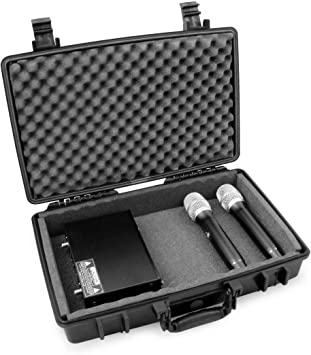 STUDIOCASE PRO Waterproof Wireless Microphone System Hard Case Fits Sennheiser, Shure, Audio-Technica, Nady, VocoPro, AKG Receiver, Body Transmitter, UHF Headset, Lavalier and Handheld Mics