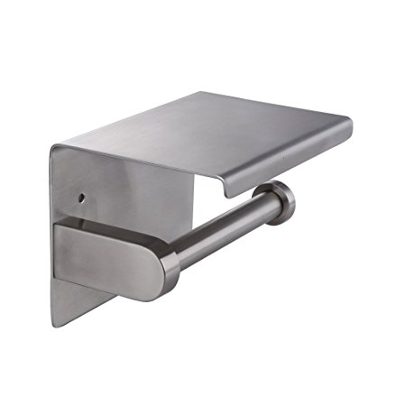 KES SUS 304 Stainless Steel Toilet Paper Holder Storage Bathroom Kitchen Paper Towel Dispenser Tissue Roll Hanger Wall Mount, Brushed Finish, BPH201S1-2