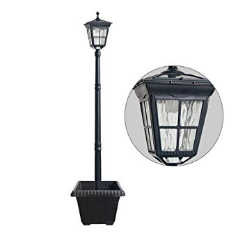 Kemeco ST4311AHP 6 LED Cast Aluminum Solar Lamp Post Light with Planter for Outdoor Landscape Pathway Street Patio Garden Yard