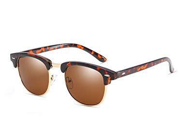 ENSARJOE Polarized Sunglasses Retro Semi Rimless Sun Glasses for Men Women Driving Eyewear