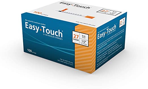 EasyTouch® U-100 27g, 1cc / mL, 1/2" (12.7mm) Box of 100