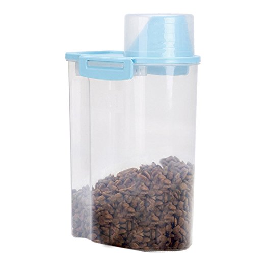 PISSION Pet Food Storage Container with Graduated Cup and Seal Buckles Food Dispenser for Dogs Cats