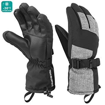 Mysuntown Winter Gloves for Men and Women Waterproof Snow Ski Gloves Cold Weather Outdoor Snowboarding Warm Glove (Black)