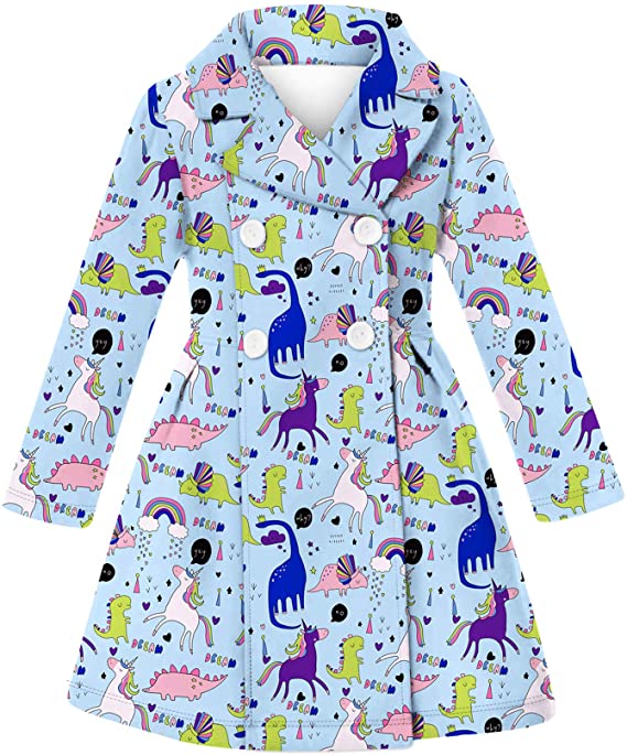 BFUSTYLE Girls Dress Coat Double-Breasted Long Winter Coat Kids Outerwear Size 6-12