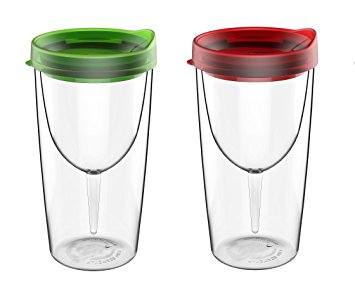 Travel Wine Tumbler Double Wall with Red and Green Lid, 10oz