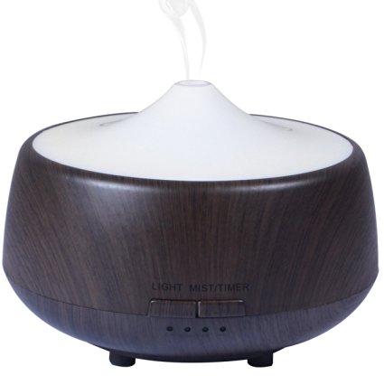 Aromatherapy Essential Oil Diffuser,iHOVEN Portable Ultrasonic Cool Mist 250ml with 7 Color Changing LED Lights Wood Grain Aroma Air Humidifier