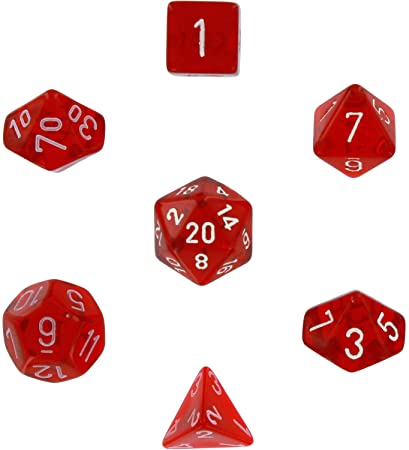 Chessex Polyhedral 7-Die Translucent Dice Set - Red