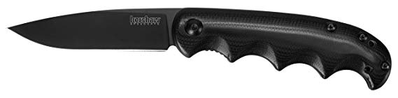 Kershaw AM-5 Pocket Knife (2340), 3.5 Inch Stainless Steel Blade with SpeedSafe Assisted Opening and Frame Lock, G10 Black Gripped Handle and Deep Carry Pocket Clip