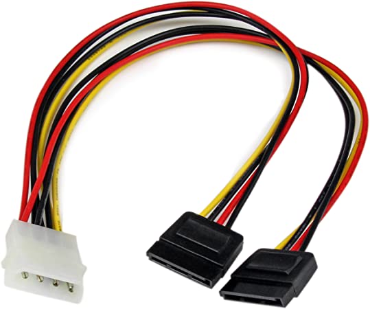 StarTech.com 12in LP4 to 2X SATA Power Y Cable Adapter - Molex to to Dual SATA Power Adapter Splitter