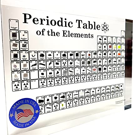 Heritage Periodic Table of Elements, Made in USA, Acrylic Periodic Table with Real Samples