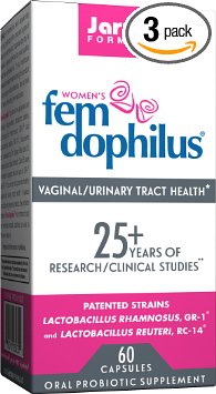 Jarrow Formulas Fem-Dophilus, Supports Vaginal and Urinary Tract Health, 60 Capsules (Cool Ship, Pack of 3)