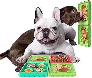 Potaroma 4 Pack Lick Mats for Dogs & Cats, Non-Skid, Fun Puzzle Feeder for Puppy, Dog Peanut Butter Lick Pad, 0.8" Height