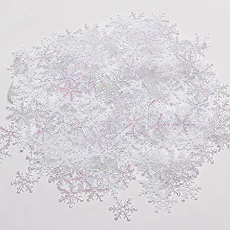 LeeSky 600Pcs White Snowflakes Confetti for Christmas Wedding Birthday Holiday Party Decorations Supplies