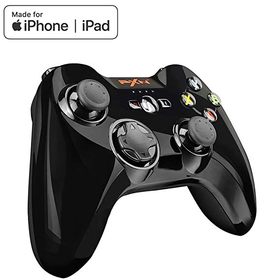 TNP PXN MFi Apple Certified Wireless Bluetooth Game Controller Mobile Gamepad Joystick Made for Apple TV, iPhone X / 8 Plus / 8, iPad Pro, iPod Touch with Adjustable Phone Clip Mount Holder (Black)