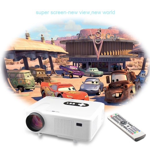 EXCELVAN® White Portable 3000 Lumen HD Projector 1280x800 Resolution Movie Projector for Video Games, Home Theater, Education , Business Presentation with Red Blue 3D Glasses