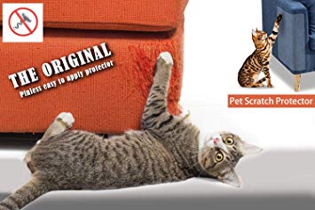 Pet Scratch Protector, 2 Pack Cat Dog Scratch Furniture Protector - Transparent Dog Cat Claw Guards with Self-Adhesive Pads - Protect Sofa Walls Mattress Car Seat Door - Love Your Furniture AND Your Cat! (18 x 5.9 Inch)