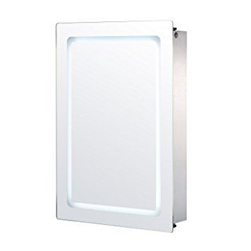 HomCom 30” x 21” LED Sliding Bathroom Mirror / Medicine Wall Cabinet