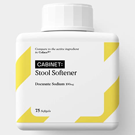 Cabinet Stool Softener | Docusate Sodium 100mg | 75 Softgels | Gentle Dependable Relief