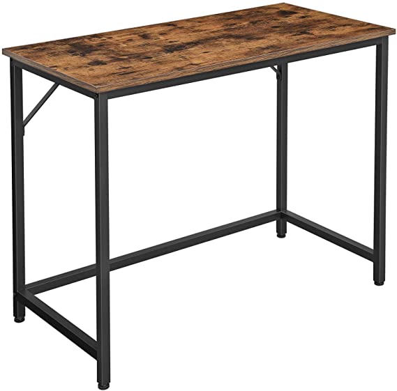 VASAGLE Computer Desk, Writing Desk, 39 Inch Office Table, for Study and Home Office, Simple Assembly, Metal, Industrial Design, Rustic Brown and Black ULWD41X