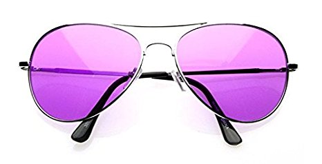 VW Eyewear - Colorful Silver Metal Aviator With Color Lens Sunglasses