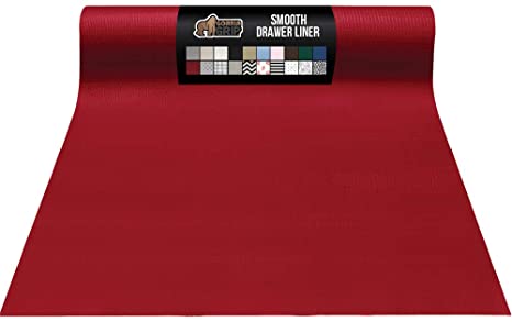 Gorilla Grip Smooth Top Slip Resistant Drawer and Shelf Liner, Non Adhesive Waterproof Roll, Durable Plastic Liners for Kitchen Cabinet Shelves Drawers and Desks, 20 Inch x 20 FT, Red