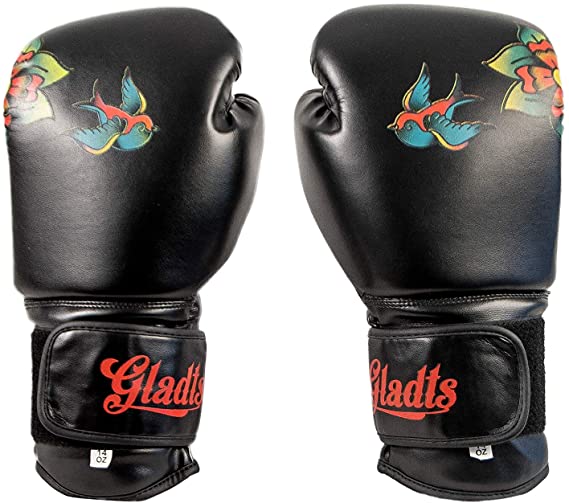 Gladts Boxing Gloves Tattoo Unisex Black 10 oz - 14 oz
