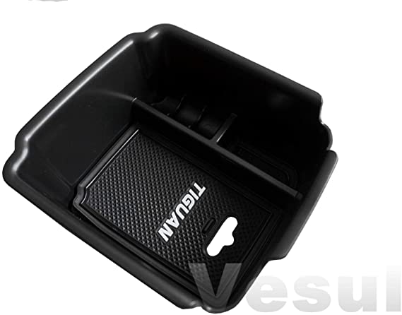 Vesul Armrest Center Console Tray Organizer Secondary Storage Box Divider Compatible with VW Volkswagen Tiguan 2018 2019 2020 2021