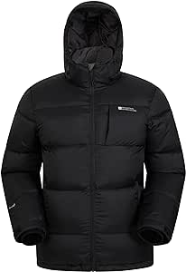 Mountain Warehouse Frost Mens Padded Down Jacket - Water Resistant, Ripstop, Waterproof Zips, Adjustable Fit Outerwear, Thermal Tested -50C- Clothing for Camping, Winter Jet Black X-Large