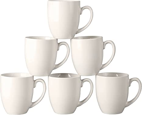 AmorArc 16oz Coffee Mugs Set of 6, Large Ceramic Coffee Mugs for Man, Woman, Dad, Mom, Modern Coffee Mugs Set with handle for Tea/Latte/Cappuccino/Milk/Cocoa. Dishwasher&Microwave Safe, Light Beige