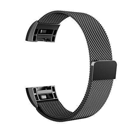 RETECK Fitbit Charge 2 Strap Band Replacement, Milanese Loop Stainless Steel Magnetic Replacement Wristband Bracelet Watch Band for Fitbit Charge 2 S (5.5"-8.5") and L (6.1"-9.9")