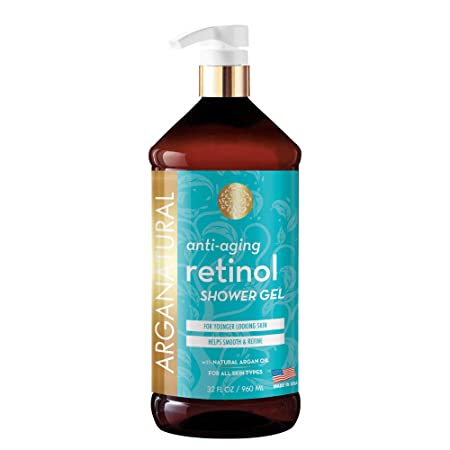 Arganatural Retinol Shower Gel (Body Wash) with Natural Argan Oil, Smooth & Refine Skin Tone, Nourishes for Natural Radiance, Pampers & Rejuvenates Skin for All Skin Types - 32oz / 960ml