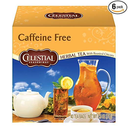 Celestial Seasonings Herbal Tea, Caffeine Free with Roasted Chicory, 40 Count (Pack of 6)