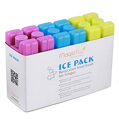 Lunch Ice Packs Reusable, Magicfly Cool Coolers Slim Ice Packs, Lunch Freezer Packs for Kids Child, Keep Food Fresh & Cold (6 Pcs)