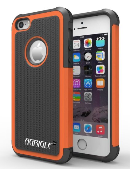 AGRIGLE Shock- Absorption / High Impact Resistant Hybrid Dual Layer Armor Defender Full Body Protective Cover Case For iPhone 5/5S/5C/SE (Orange)