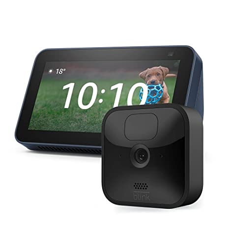 Blink Outdoor HD security camera (1-Camera System)   Echo Show 5 | 2nd generation (2021 release), Deep Sea Blue