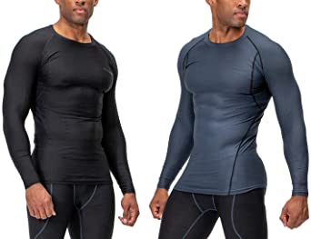 DEVOPS 2~3 Pack Men's Athletic Long Sleeve Compression Shirts