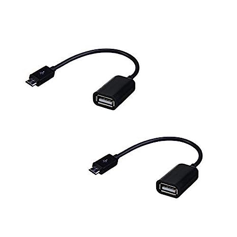 C&E CNE35724 USB 2.0 A Female to Micro B Male Adapter Cable Micro USB Host Mode Straight OTG Cable (2 Pack, Black)