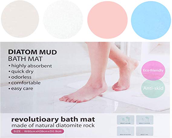 LodeStar Diatomaceous Earth Bath Mat, Non Slip Mats Absorbent Fast Drying Bathroom Shower Floor Mat (Ivory) 23.6 x 15.4 x 0.35 Inch
