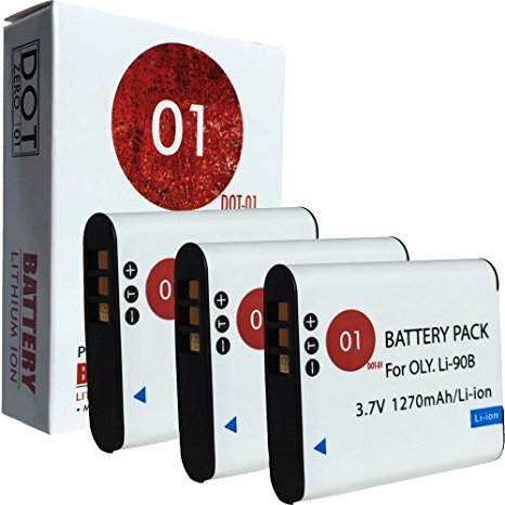 3x DOT-01 Brand Olympus TG-4 iHS Batteries for Olympus TG-4 iHS Camera and Olympus TG4 iHS Battery Bundle for Olympus LI92B LI-92B