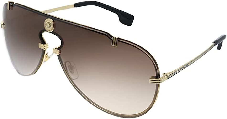 Versace VE 2243 100213 Gold Metal Aviator Sunglasses Brown Gradient Lens