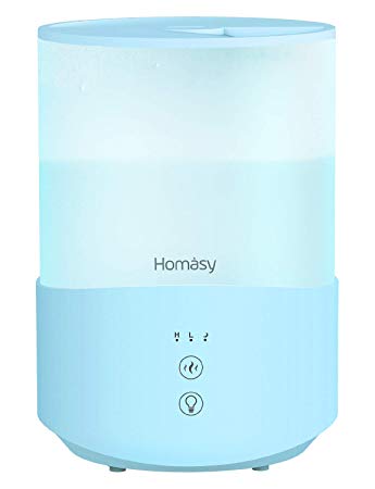 Homasy Cool Mist Humidifier Diffuser, 2.5L Essential Oil Diffuser with 7-Color Mood Lights, Top Fill Humidifier for Bedroom, Baby Humidifier with Adjustable Mist Output, Sleep Mode, Auto Shut Off