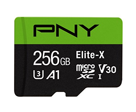 PNY Elite-X microSD 256GB, U3, V30, A1, Class 10, up to 100MB/s – P-SDU256U3100EX-GE