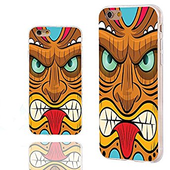 iPhone 6s Case,iPhone 6 Case,ChiChiC [ Cute Series] Full Protective Stylish Slim Flexible Durable Soft TPU Cover Cases for iPhone 6 6s 4.7 Inch,yellow red mint tribal tiki mask