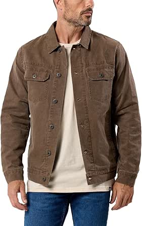 INTO THE AM Tradesman Trucker Jacket Men S-4XL Flannel Lined Workwear Cotton Canvas Jacket