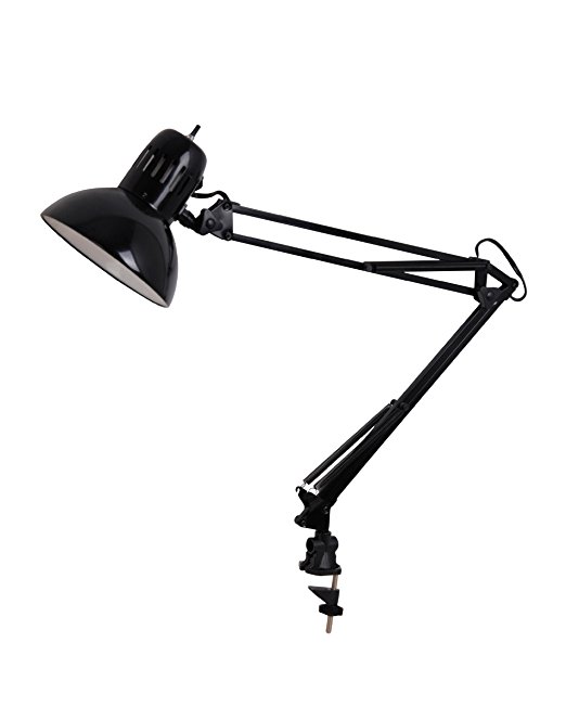Tensor 17347-007 37.4-Inch Black Swing Arm Clamp Lamp 17347-007