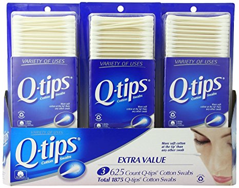 Q-tips Cotton Swab, 625 Count Pack of 3 (1875 Swabs Total)