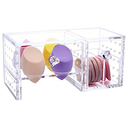 Oneyongs Clear Acrylic Beauty Blenders Organizer Sponge Puff Storage Great Ventilation Dustproof