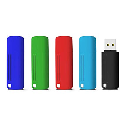 KEXIN USB Flash Drive 16GB 5 Pack USB Stick 2.0 USB Memory Stick Mini USB Drive Data Storage Pen Drive Thumb Drive with Cap for Computer Laptop (Black Blue Red Green Cyan)