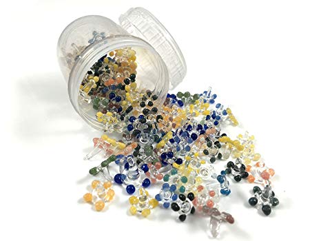 25 5 Glass Daisy Pipe Filters Various Sizes between 6.35-9.5 mm, sent in a small reusable plastic storage container by Up in Smoke Pipe Screens (25)